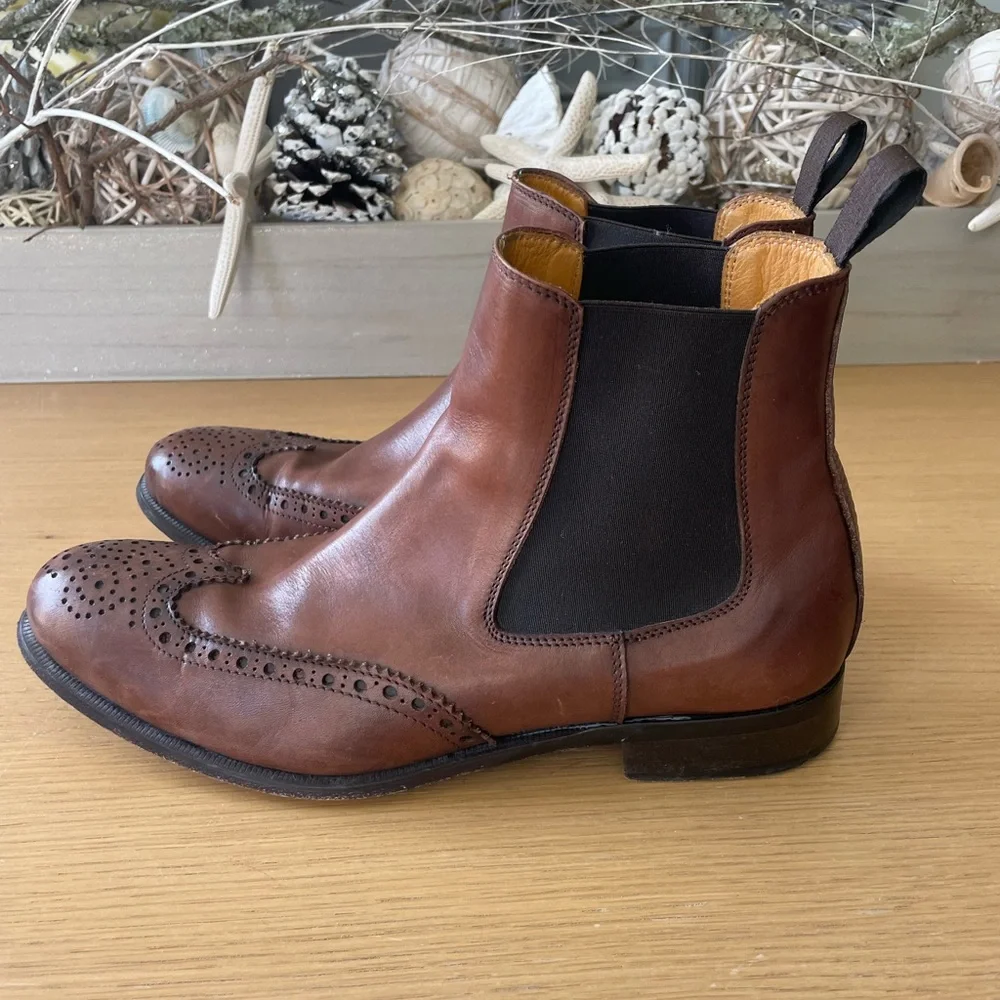 OTISOPSE BROWN LEATHER ANKLE BOOTS SIZE EU 43 US 10 ITALY